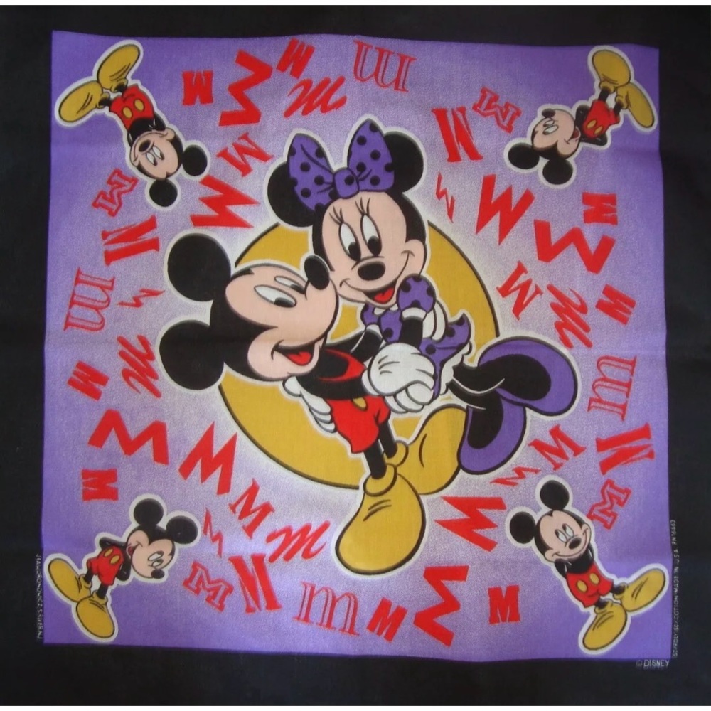 Disney Mickey/Minnie Bandana 22" x 22"  Cotton/Poly Crafts/Quilting NEW USA